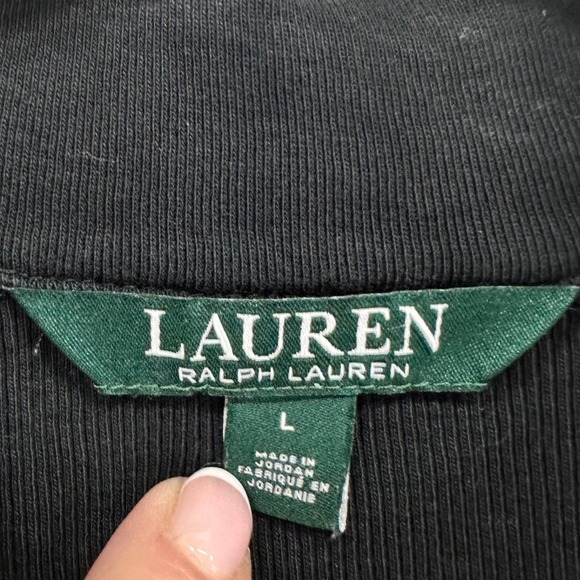 Lauren Ralph Lauren Shirt Womens‎ L Black Ribbed Quarter Zip Stretch Y2K - Picture 5 of 9